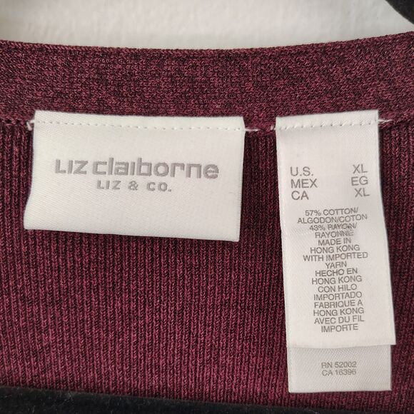 LIZ CLAIBORNE Cotton Purple Cardigan XL Women's V-Neck Long Sleeve Sweater - Picture 6 of 6